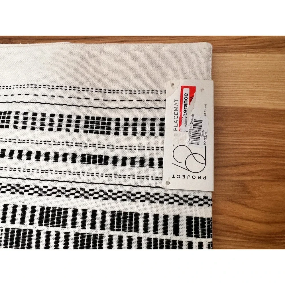 Project 62 - Placemats 14in x 19in Black Ivory Boho Set of 3 NWT‎